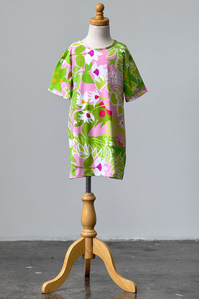 Girls Green Floral Swim Dress