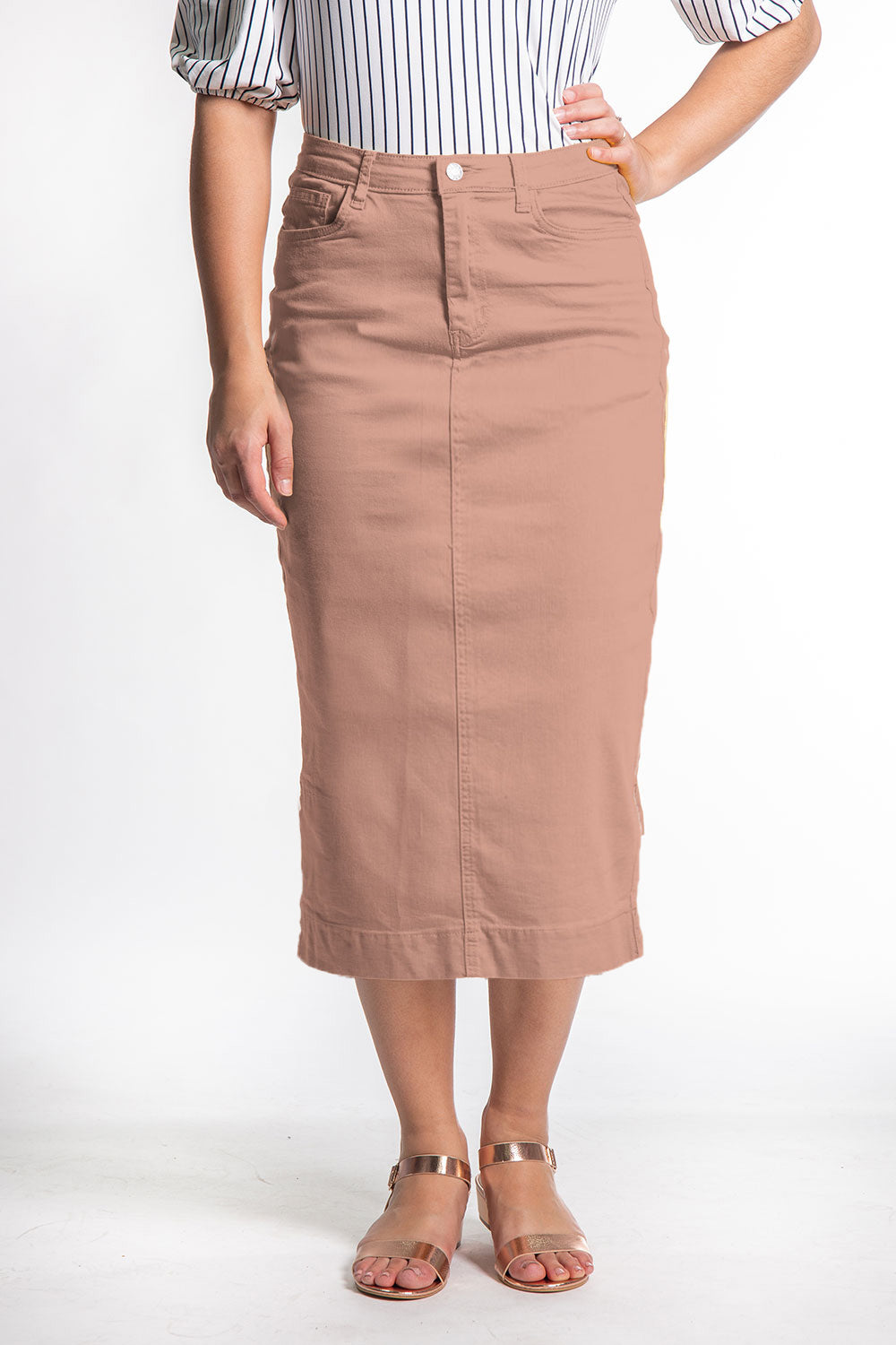 Elana Midi Color Denim in Deep Mauve