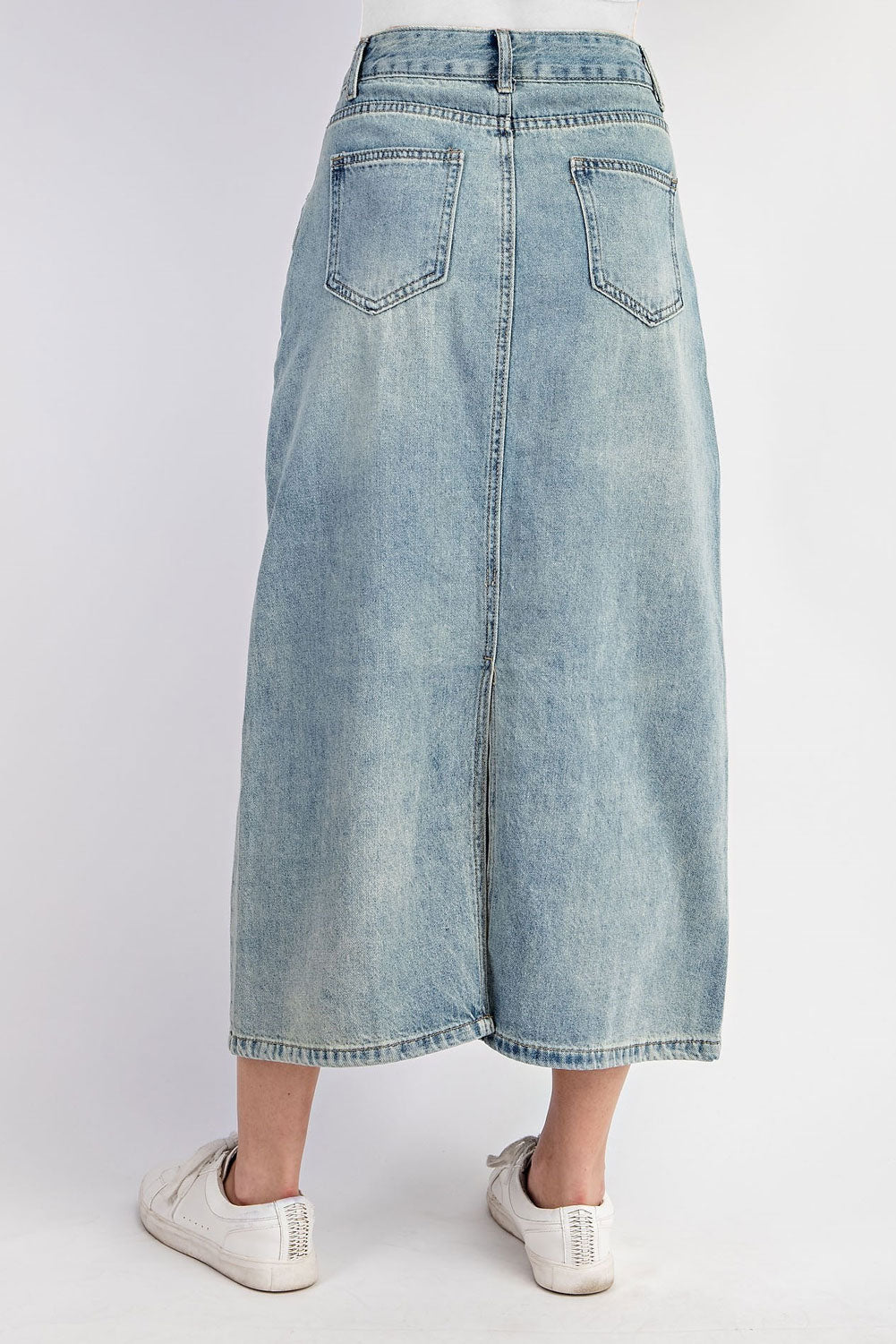 Denim Cargo Pocket Long Skirt