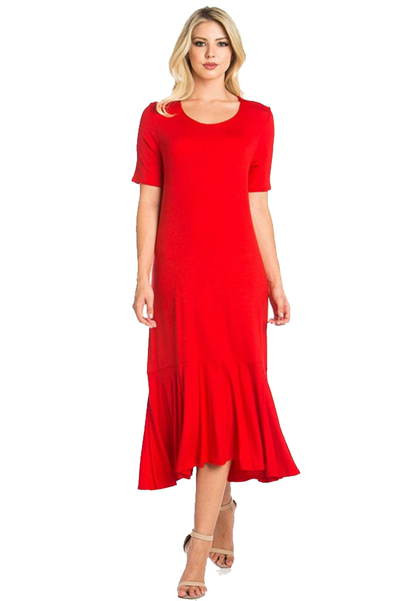Short Sleeve Ruffle Hem Dress