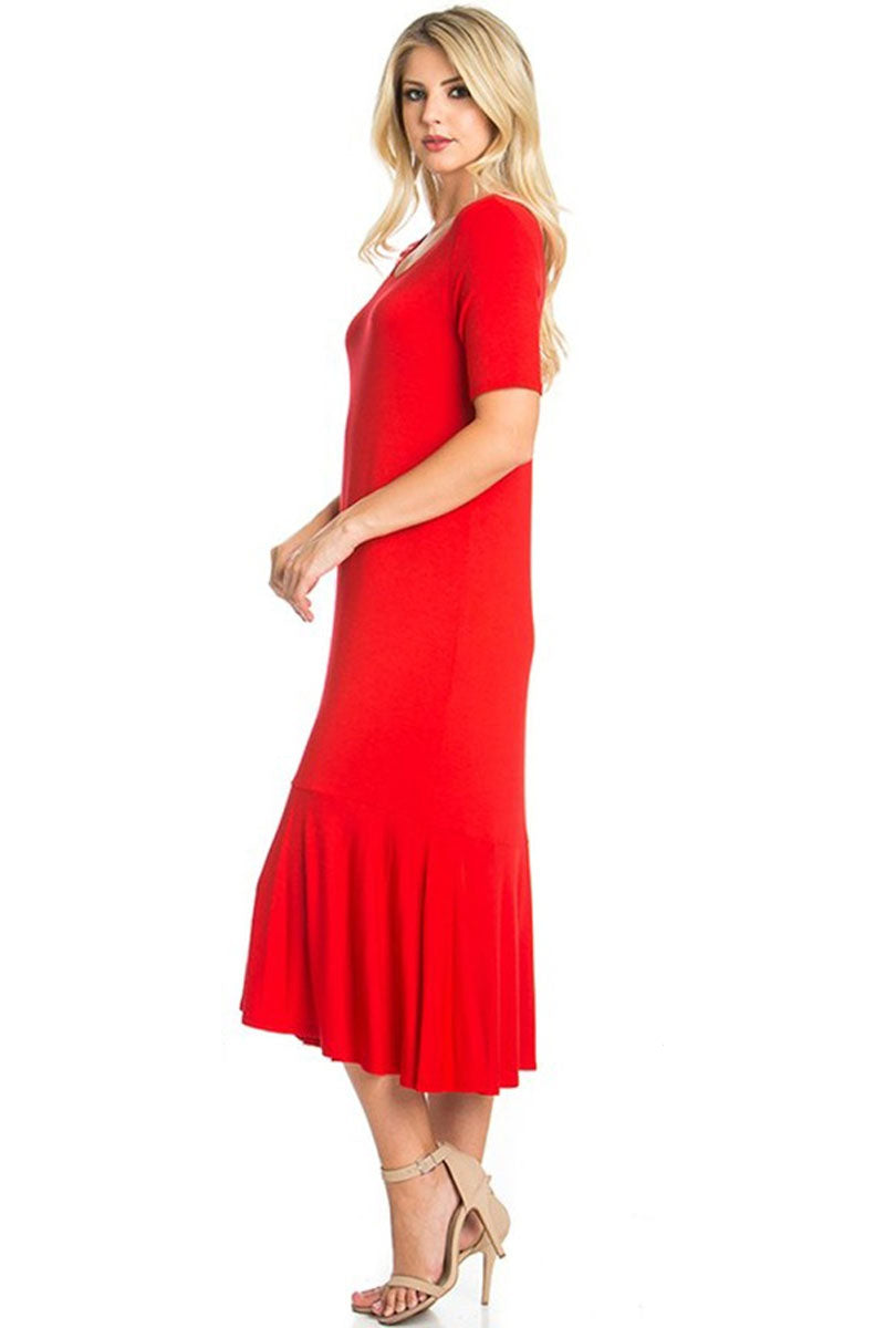 Short Sleeve Ruffle Hem Dress