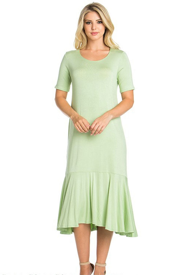 Short Sleeve Ruffle Hem Dress