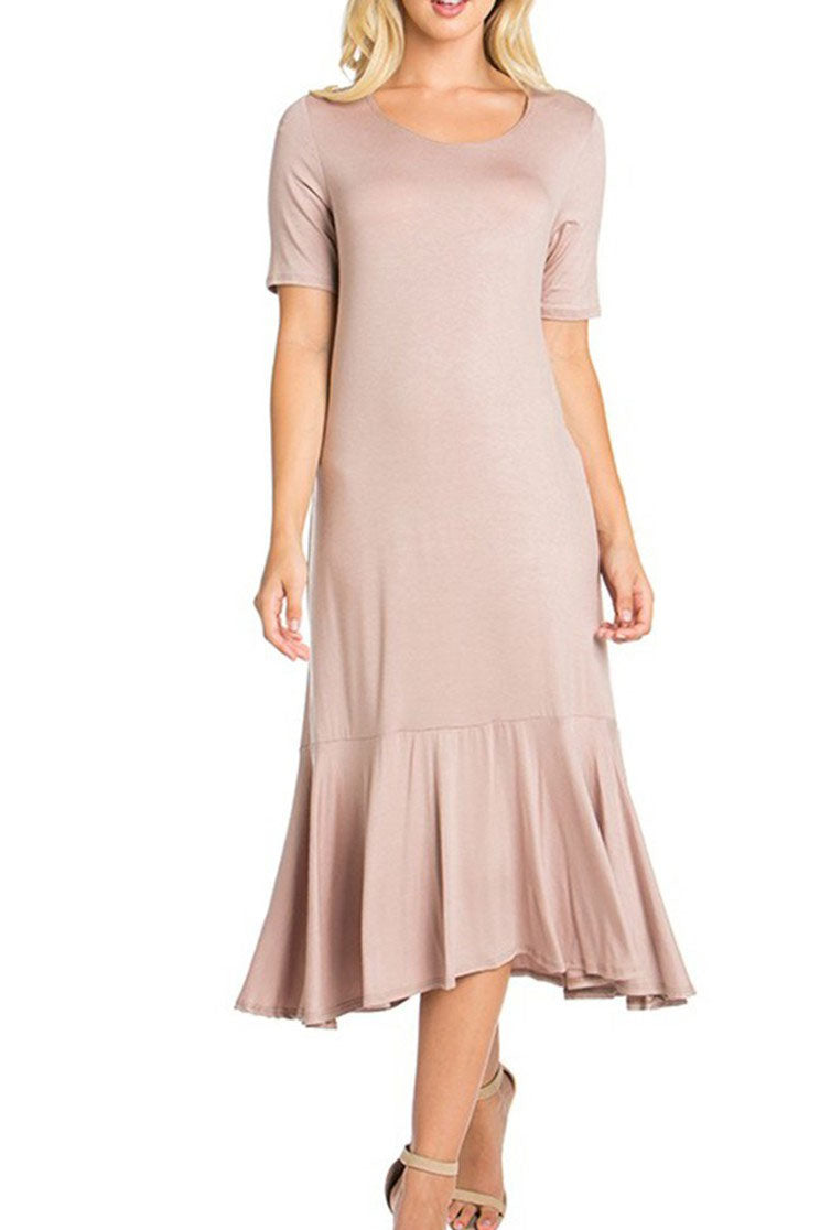 Short Sleeve Ruffle Hem Dress