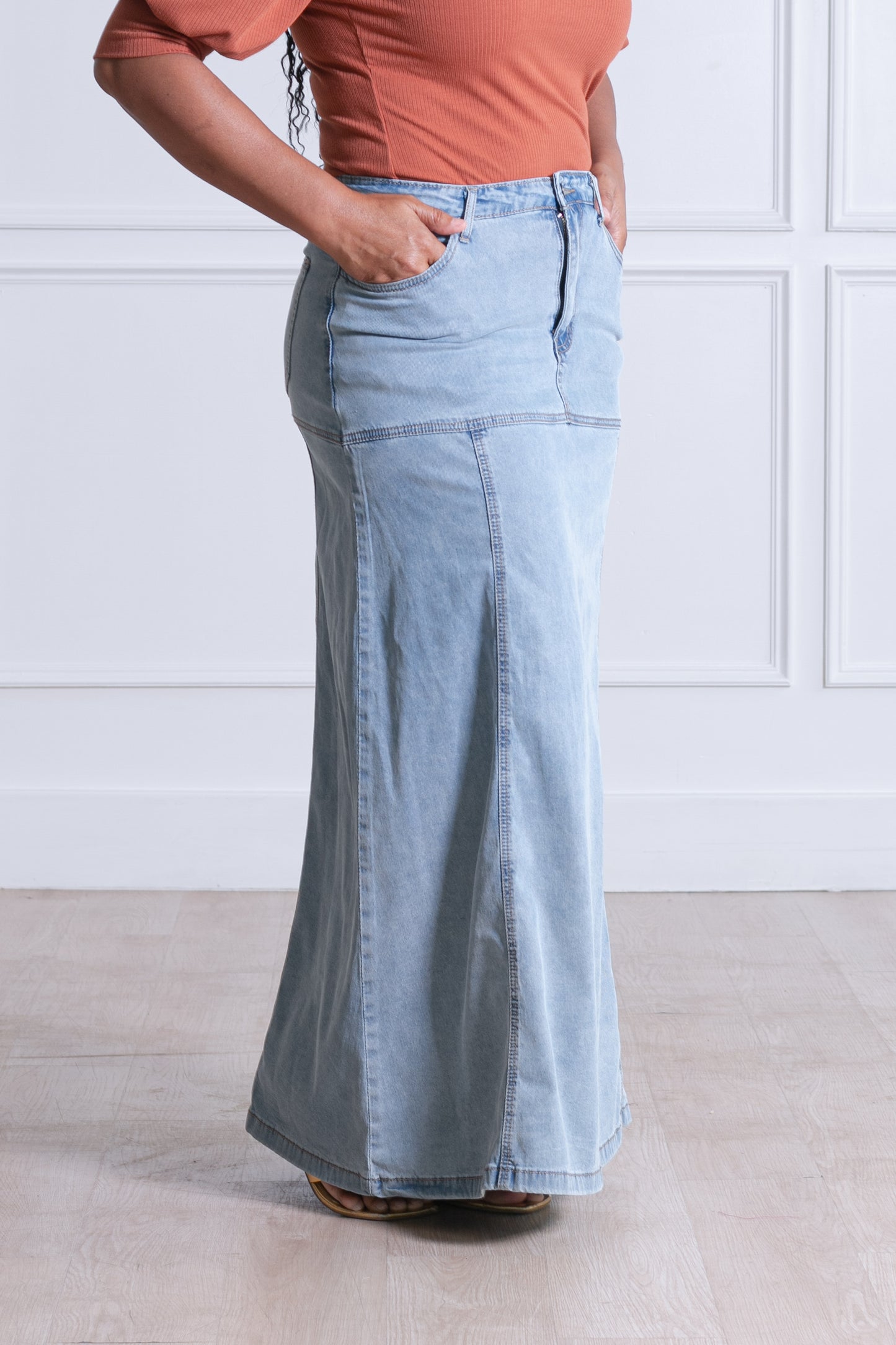 Sun Denim Maxi Skirt