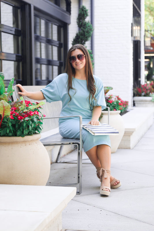 Lexi Puffed Sleeve Dress in Baby Blue