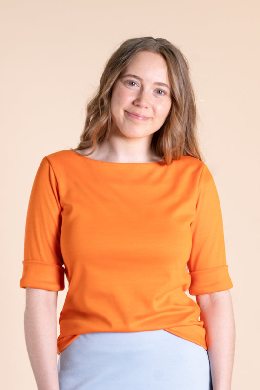 Lauren Boatneck Top in Orange