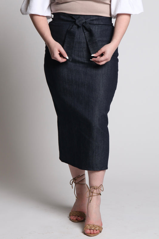 Jaclyn Midi Denim w/Removable Sash