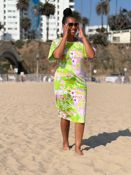 Green Floral Swim Dress