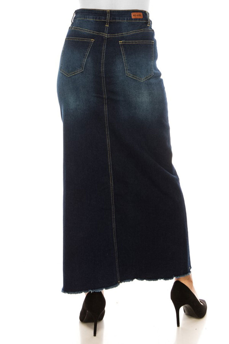 5-Button Long Denim Skirt