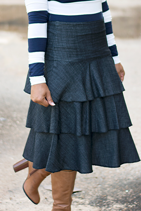 Janessa Tiered Denim Skirt