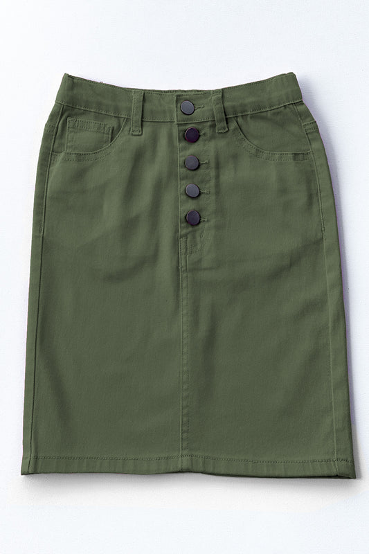 Army Green Girls BRIA Color Denim Skirt