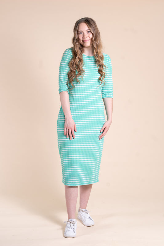 Ella Mint Green & White Stripe Dress