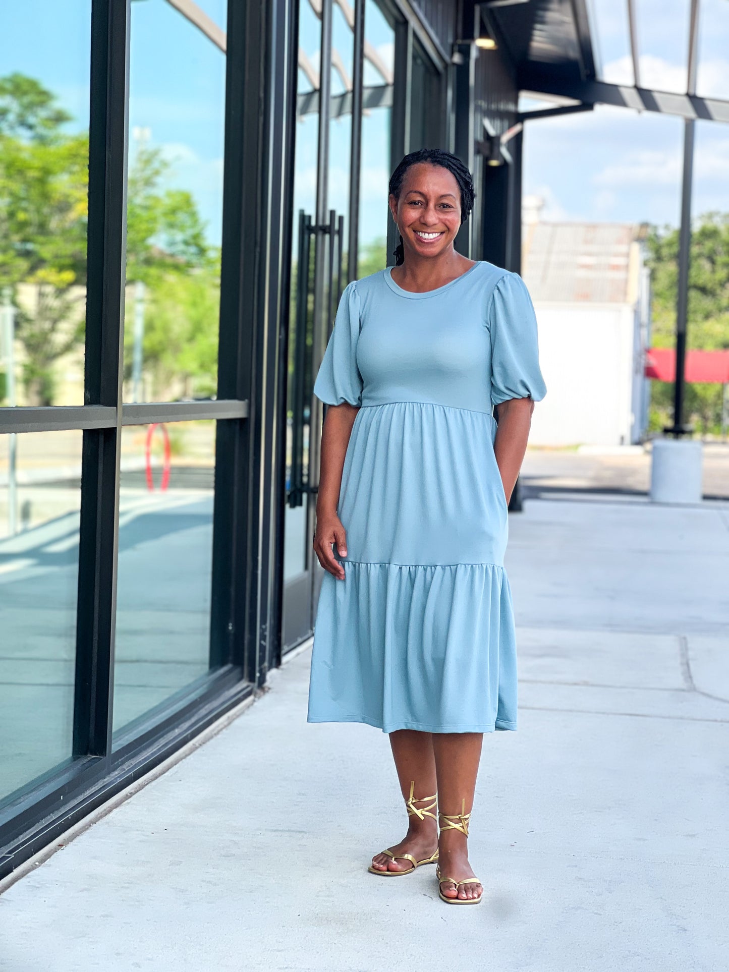 Somerset Dress in Slate Blue