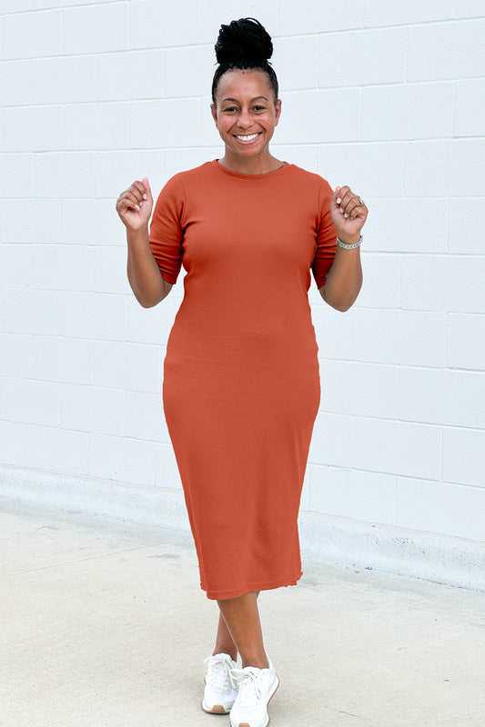 Myra T-Shirt Dress in Rust