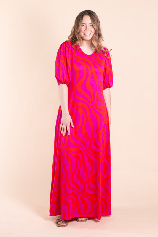 Remi Fuchsia/Orange Printed Maxi Dress