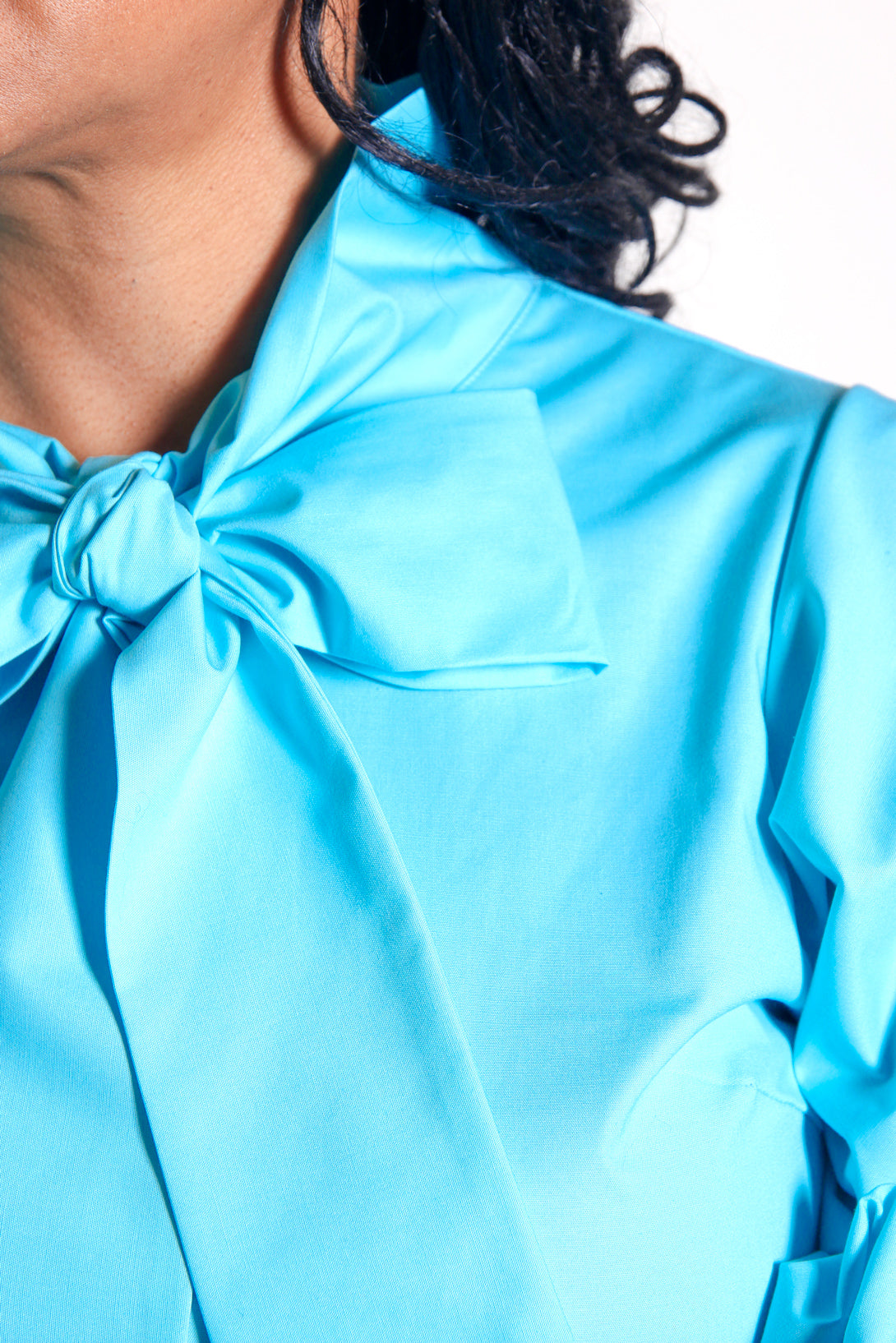 Rami Bow Shirt in Turquoise