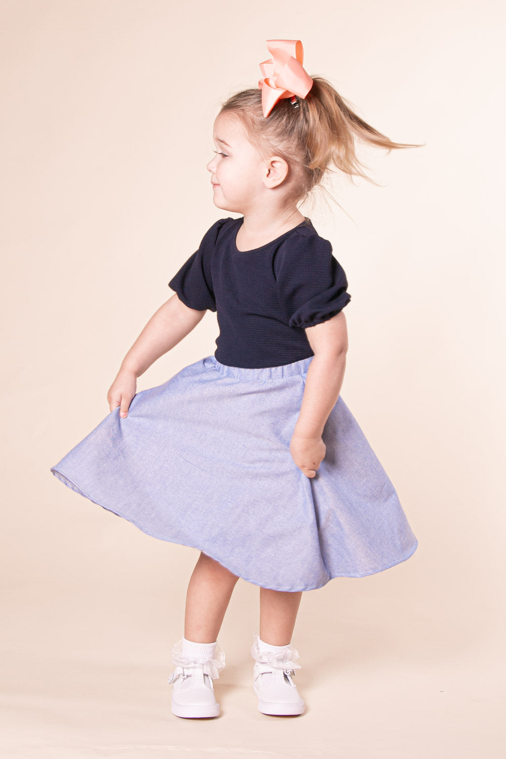 Girls A-Line Chambray Denim Skirt