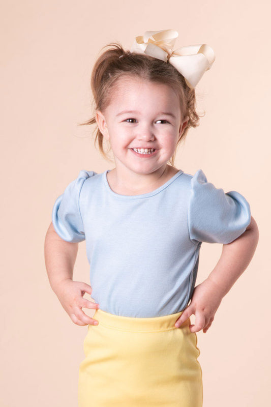Averie Puff Sleeve Baby Blue Top