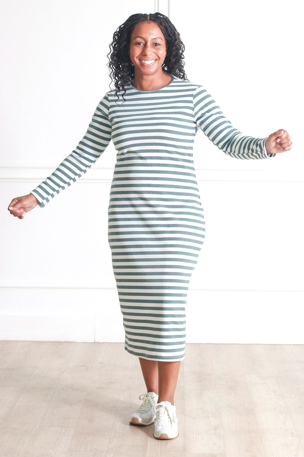 Ella Sage & White Stripe Sweater Dress