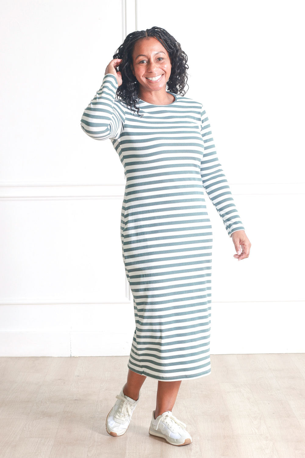 Ella Sage & White Stripe Sweater Dress