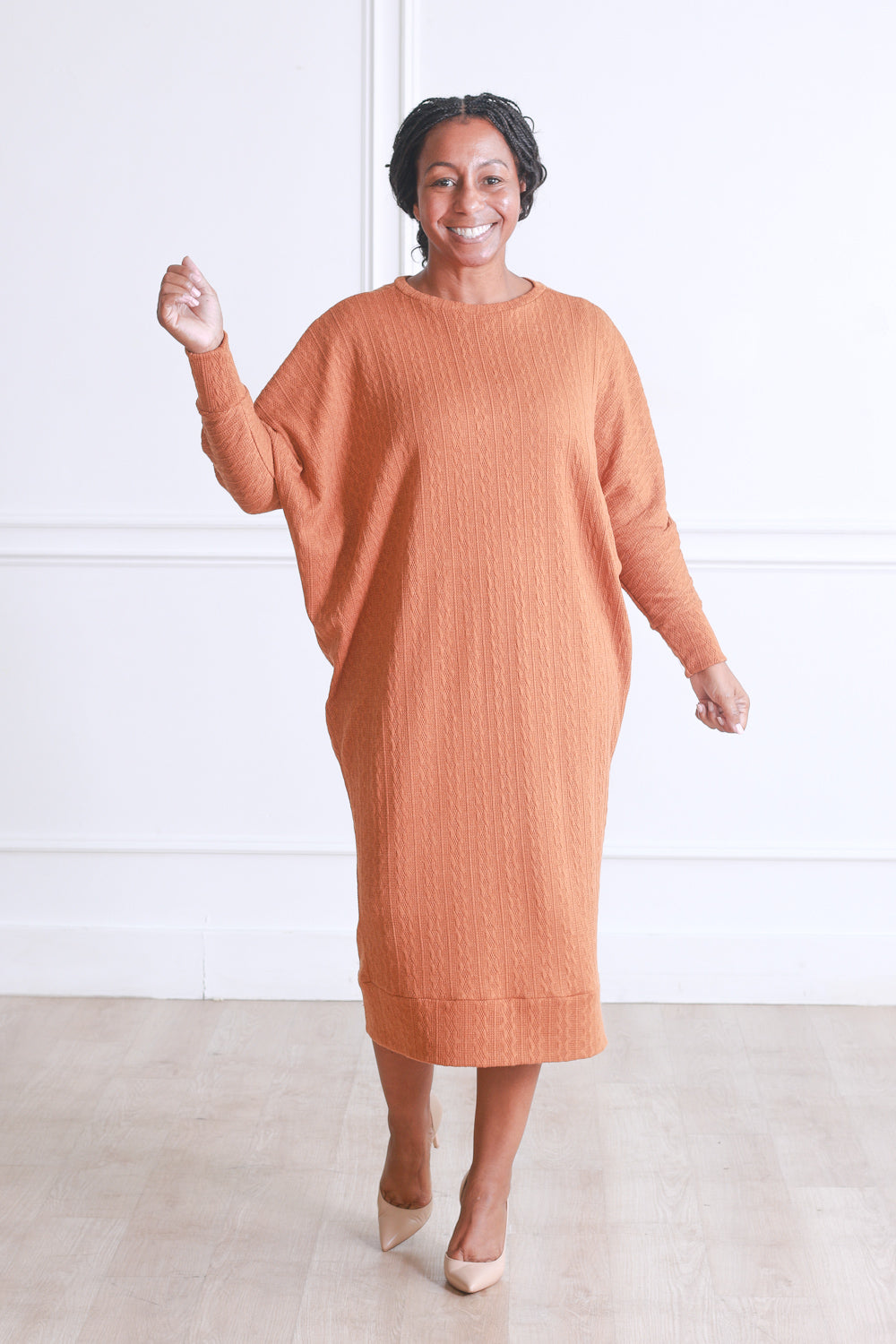 Adele Sweater Dress in Rust