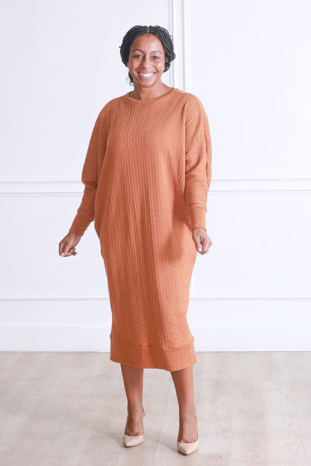 Adele Sweater Dress in Rust