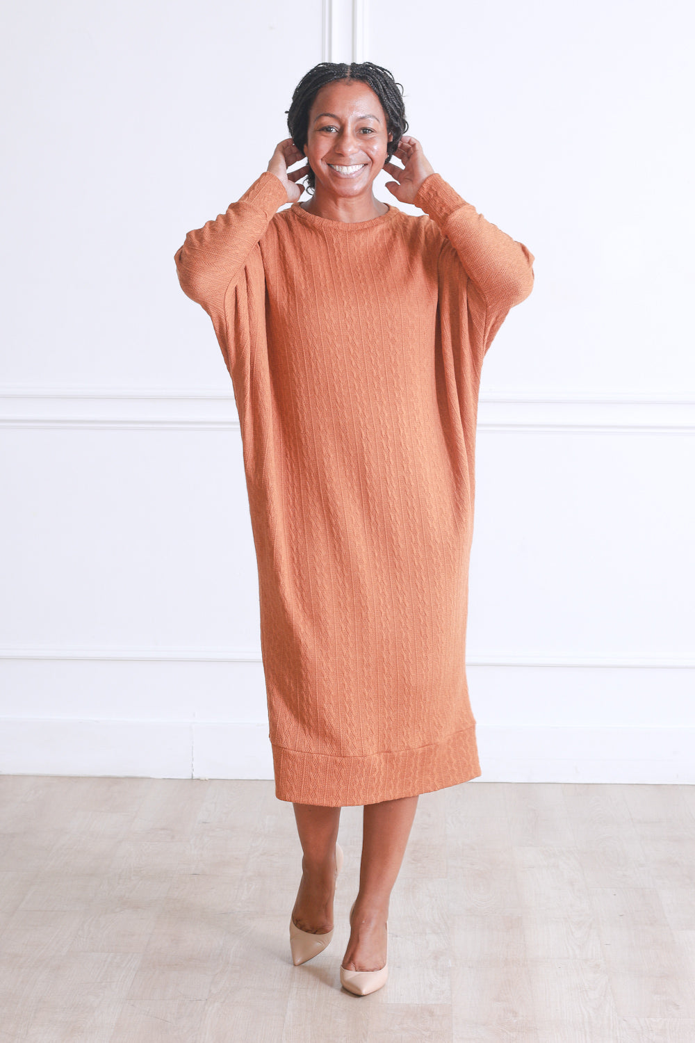 Adele Sweater Dress in Rust