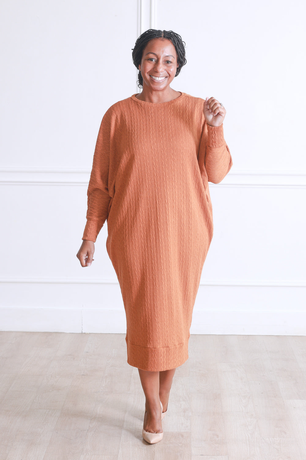 Adele Sweater Dress in Rust