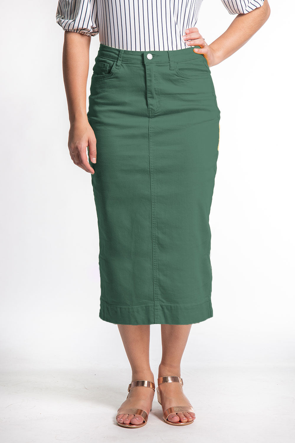 Elan Midi Color Denim in Sage