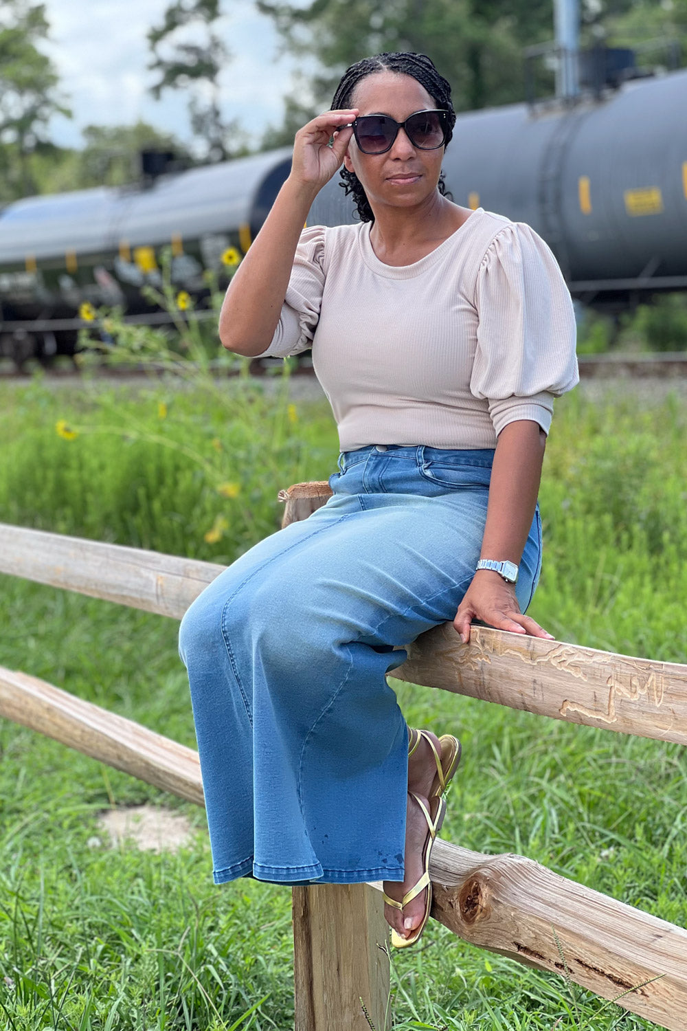 The Madi Long Denim Skirt in Light Wash