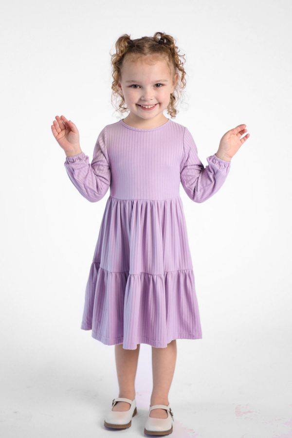 Chloe Vintage Purple Ribbed Dress