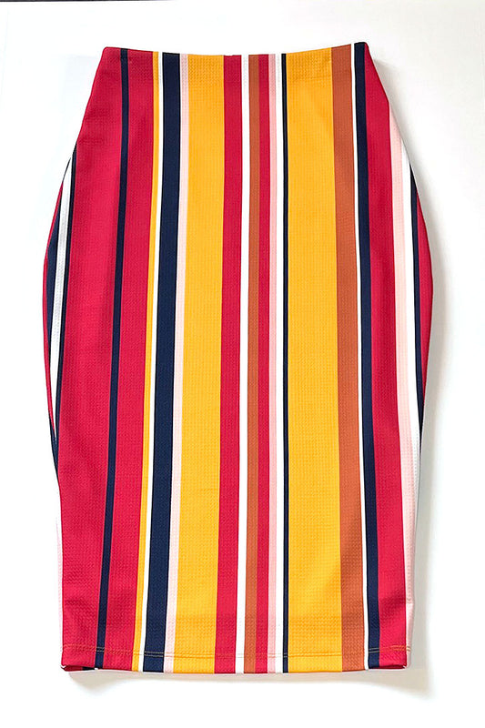 Marissa Midi Skirt in Multi Stripe